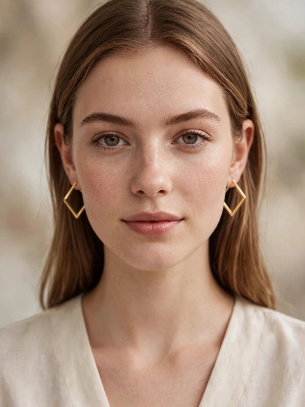 Gold Diamond Shape Hoop Earrings XDL